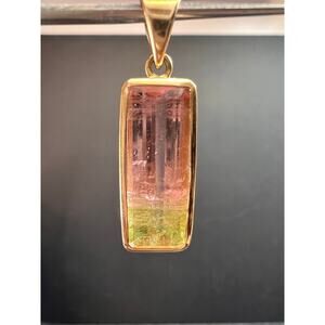 Vintage 14k gold watermelon tourmaline pendant